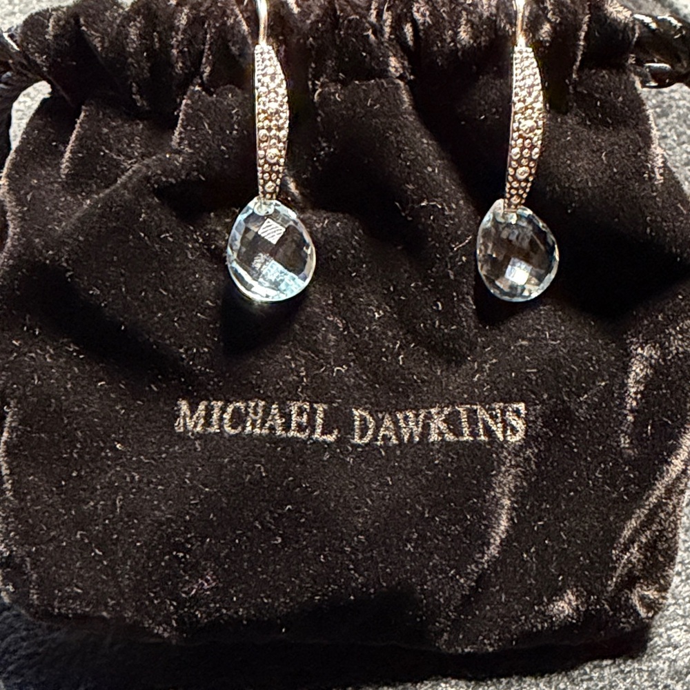 NEW Michael Dawkins Starry Night Sterling Silver 6.50ct Blue Topaz Earrings NIB